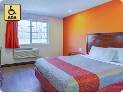 Mobility-accessible queen room with clear floor space and accessible features